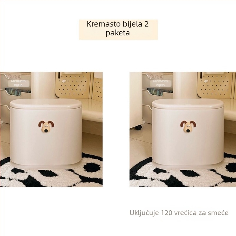 Plastična kanta za otpad s pritisnim poklopcem, ovalnog oblika, minimalistički dizajn, za kućnu upotrebu – dnevni boravak, kupaonica i spavaća soba