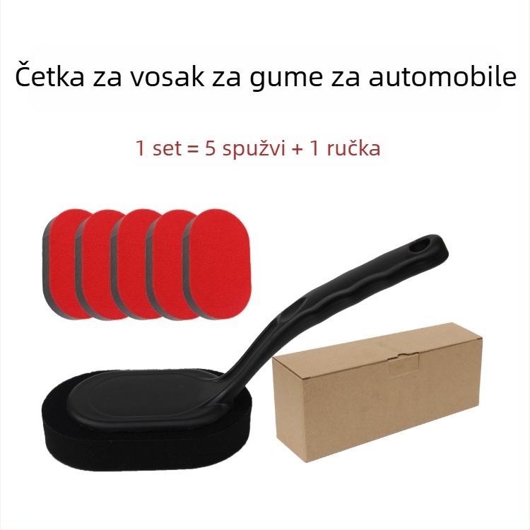 Četka za vosak za auto-gume sa spužvom, zamjenjivim držalom i samoljepljivom spužvom za nanošenje i čišćenje voska