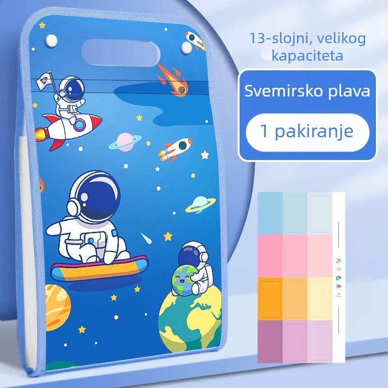 A4 vertikalni mapu s 13 pretinaca, velika kapaciteta za studentske dokumente, zip zatvarač