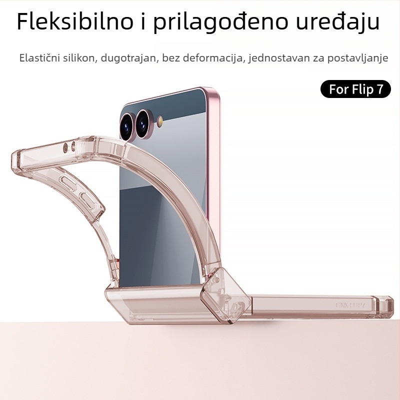 Kućište Samsung Z Flip7 s punom zaštitom, prozirno mekano kućište, preklopno, otporno na pad, lagano