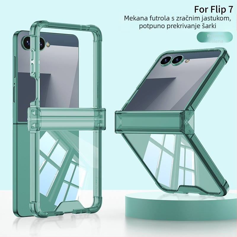 Kućište Samsung Z Flip7 s punom zaštitom, prozirno mekano kućište, preklopno, otporno na pad, lagano