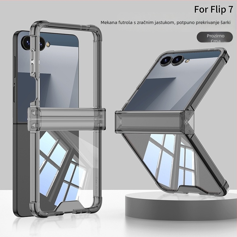 Kućište Samsung Z Flip7 s punom zaštitom, prozirno mekano kućište, preklopno, otporno na pad, lagano