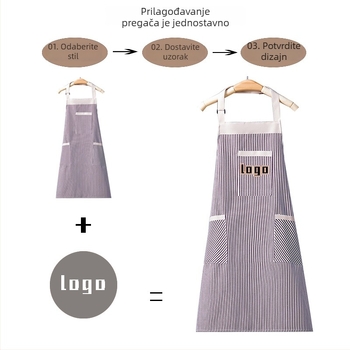 Pregača za kuhinju bez rukava s tiskom logotipa, otporna na mrlje, jedna veličina, prugasta, modern jednostavan stil, poliestersko-pamučni materijal