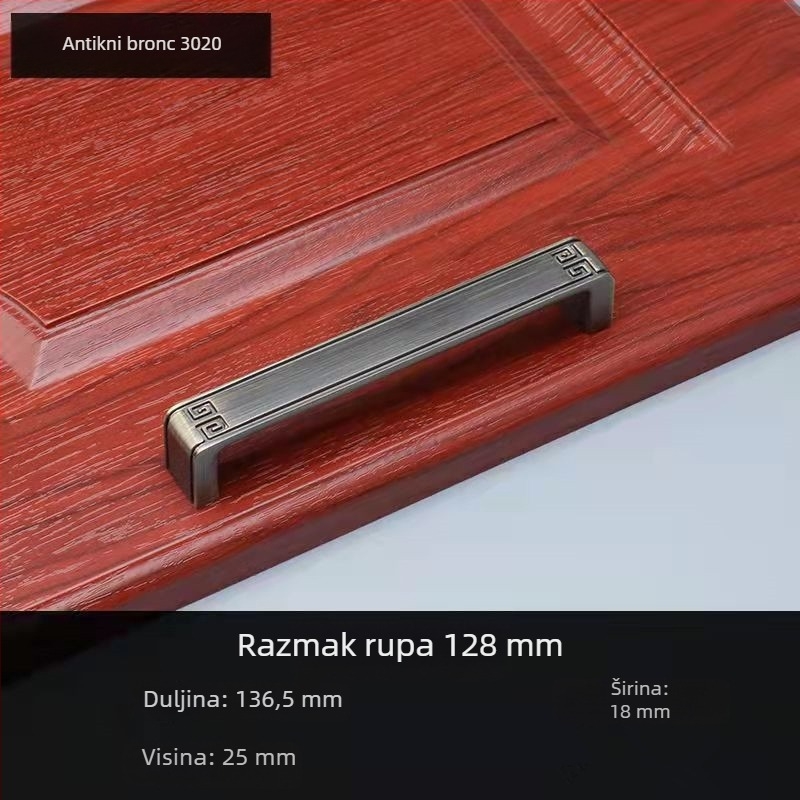 Ručka za ormarić i ladicu, kvaka za vrata ormarića u američkom stilu, moderan minimalistički dizajn, novi kineski stil ormara, žuto-brončani završni sloj