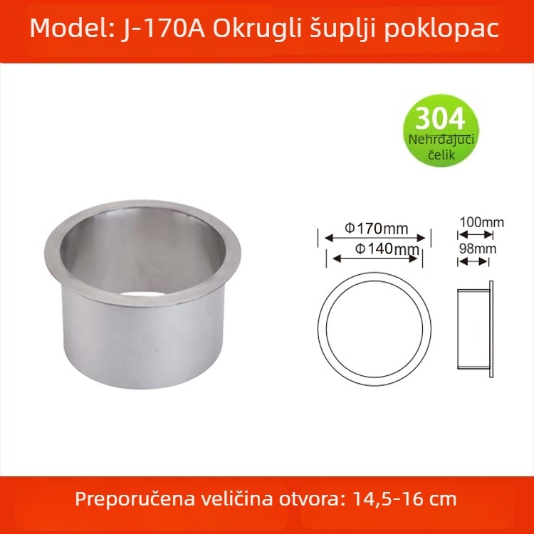 Poklop za kanta za smeće od 304 nehrđajućeg čelika, ugradbeni u ploču, kvadratnog ili kružnog oblika, skriveni dizajn
