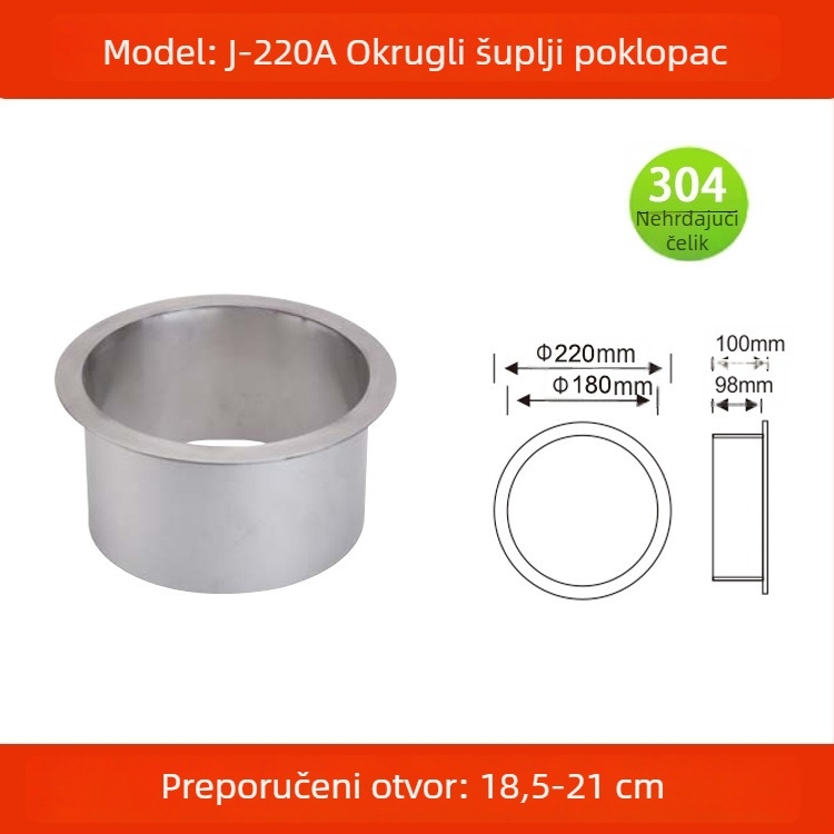 Poklop za kanta za smeće od 304 nehrđajućeg čelika, ugradbeni u ploču, kvadratnog ili kružnog oblika, skriveni dizajn