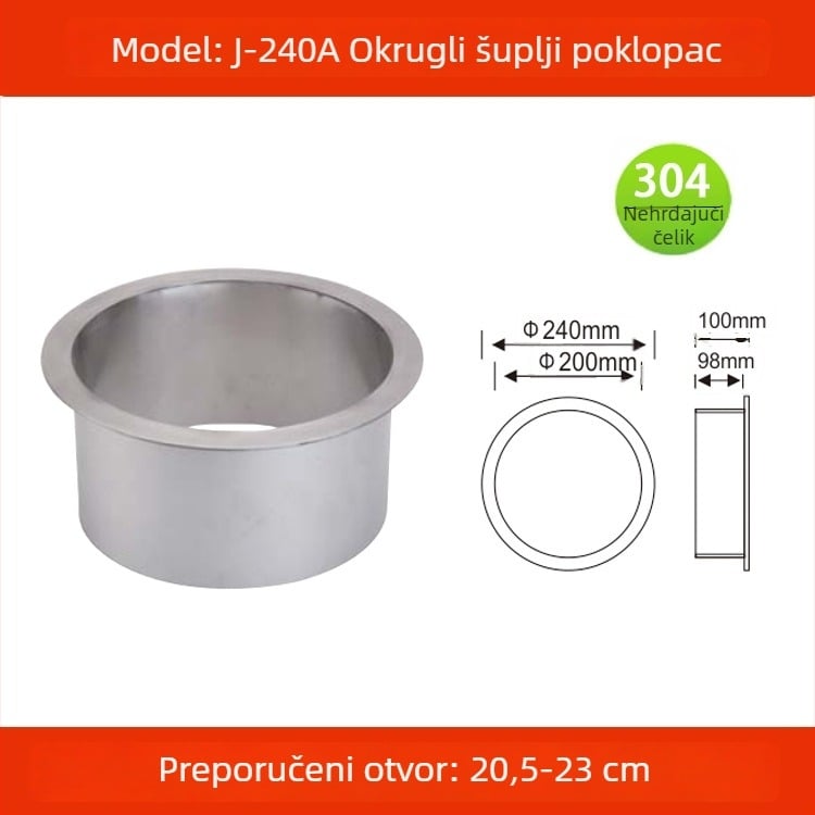 Poklop za kanta za smeće od 304 nehrđajućeg čelika, ugradbeni u ploču, kvadratnog ili kružnog oblika, skriveni dizajn