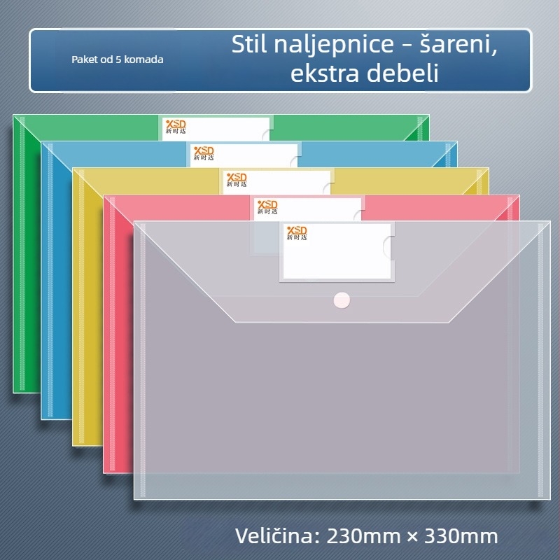 Debela prozirna plastična mapa A4, velika kapaciteta, zatvaranje kopčom, za testne listiće i studentske dokumente
