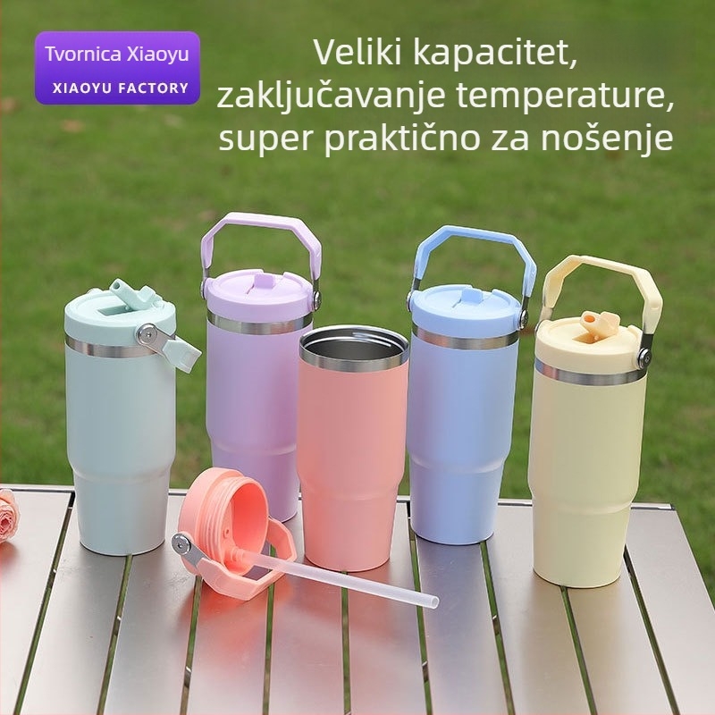 20oz čaša od nehrđajućeg čelika s držačem, vakuumski izolirana, prijenosna sportska šalica