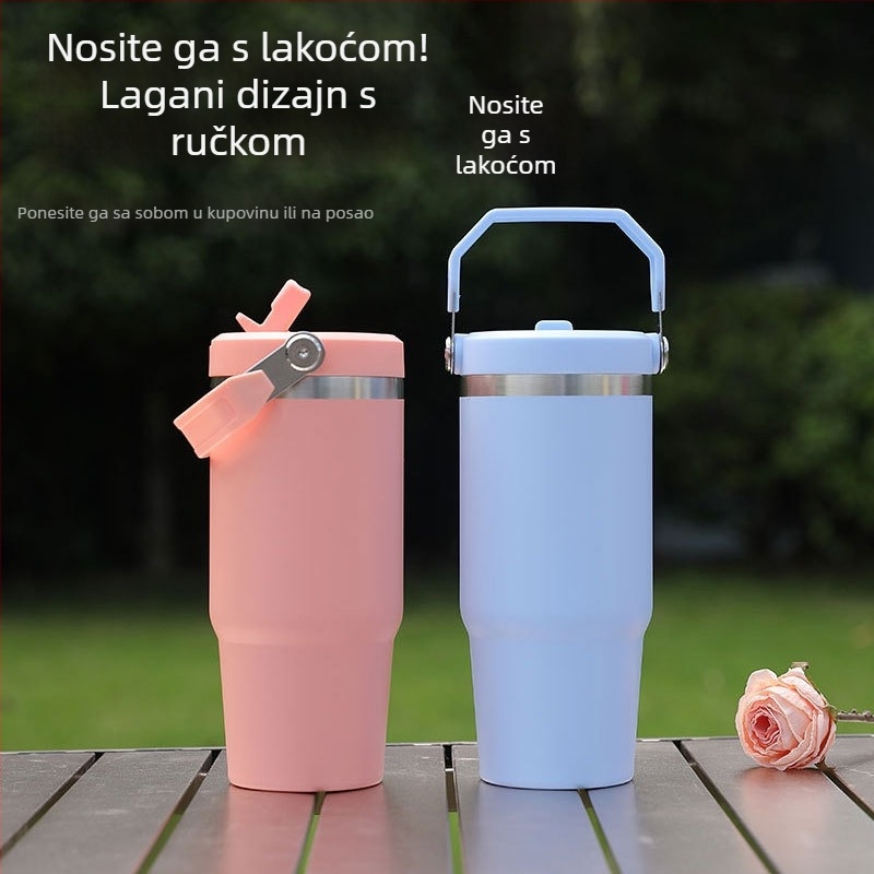 20oz čaša od nehrđajućeg čelika s držačem, vakuumski izolirana, prijenosna sportska šalica