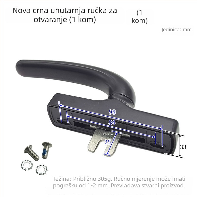 Kuka za prozor od izoliranog aluminija s termičkim prekidom, unutarnja ručka za otvaranje i pribor za zaključavanje prozora i vrata