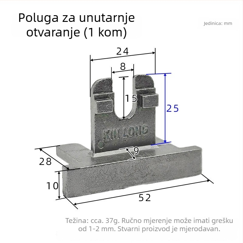 Kuka za prozor od izoliranog aluminija s termičkim prekidom, unutarnja ručka za otvaranje i pribor za zaključavanje prozora i vrata
