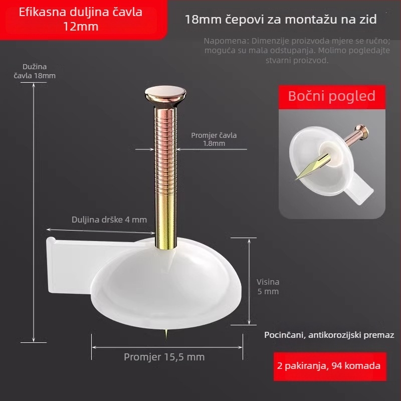 Čelični klinovi za cementne zidove – za pričvršćivanje okvira, banera, zavjesa, tapeta i mreža