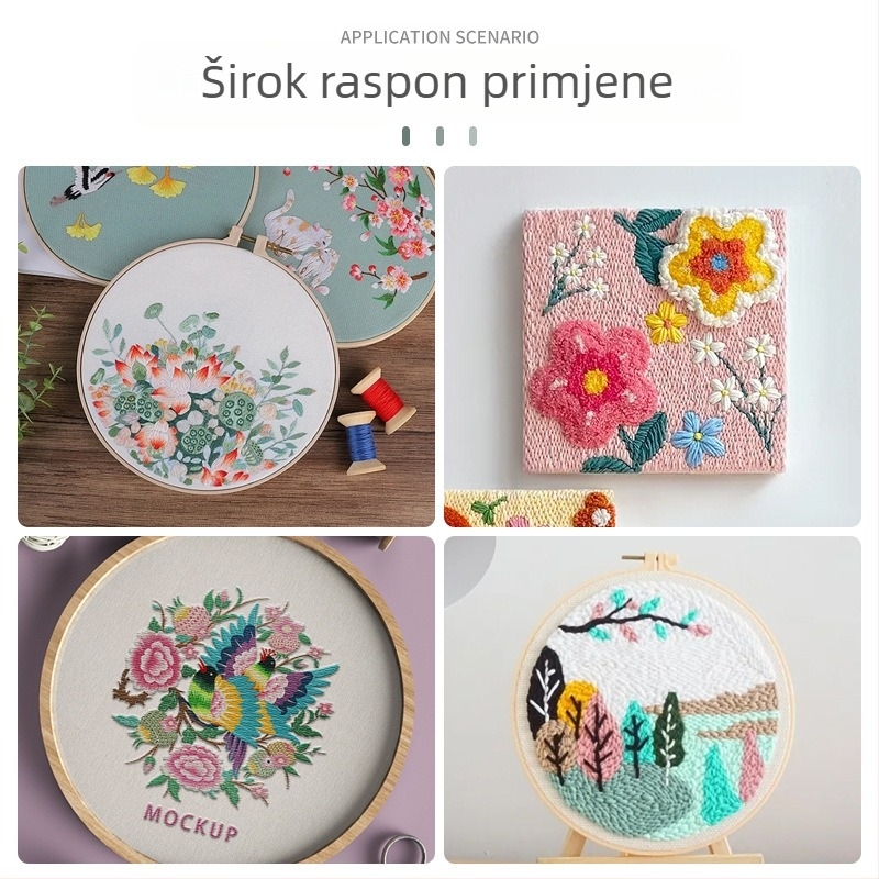 SKC plastični set za vezenje s odvojivim kružnim okvirom, prstenom za vezenje i pločom – alat za križno šivanje