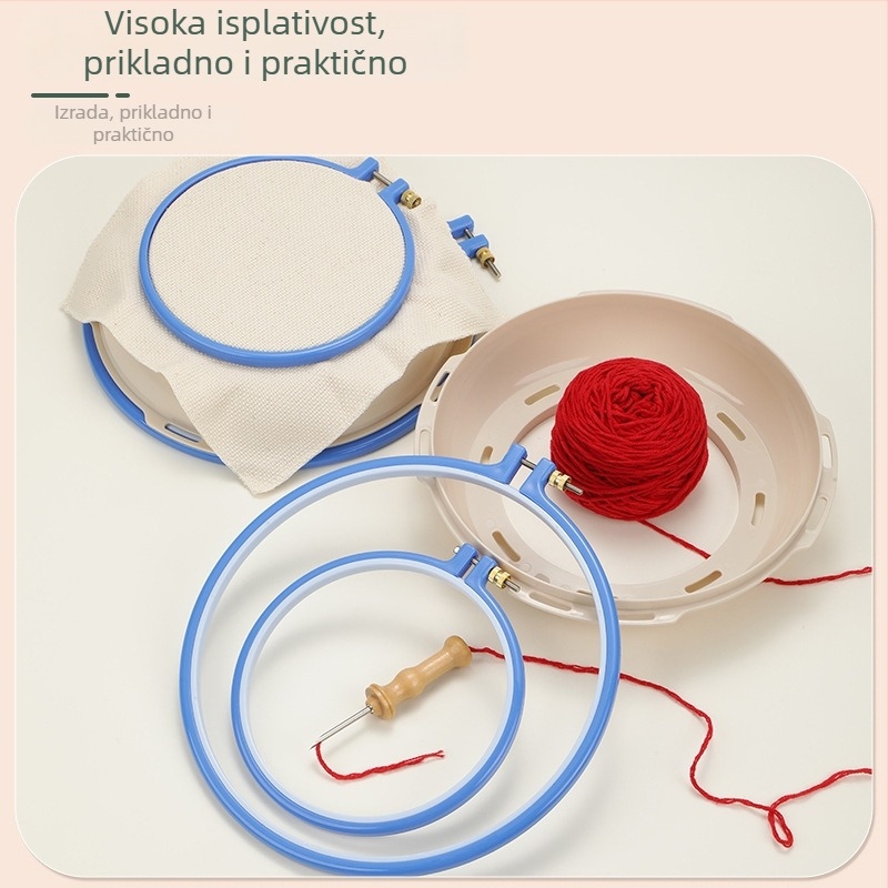 SKC plastični set za vezenje s odvojivim kružnim okvirom, prstenom za vezenje i pločom – alat za križno šivanje