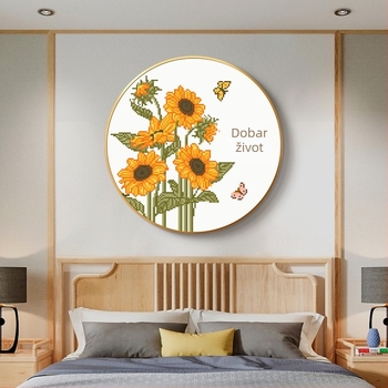 Set za križićnu izvezu — moderan minimalistički dizajn s cvijećem, travom i lišćem, bijeli 11 CT Aida platno, za dnevni boravak, spavaću sobu ili restoran, dizajn Growing Toward the Sun