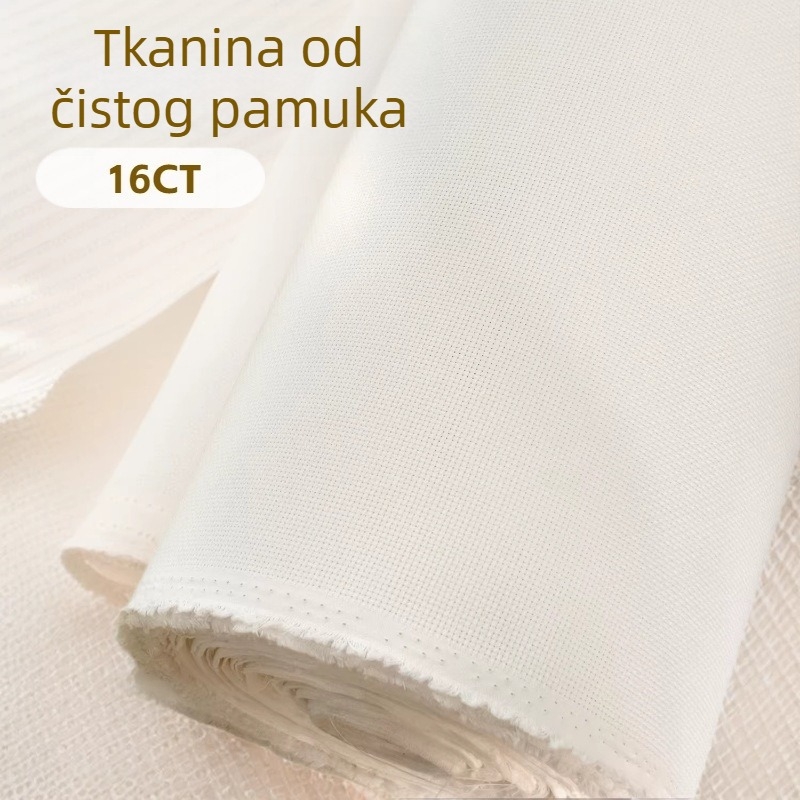 Bijela platna za križno šivanje 16CT, pamuk, mali kvadrati, kvalitetna, ugodna tekstura