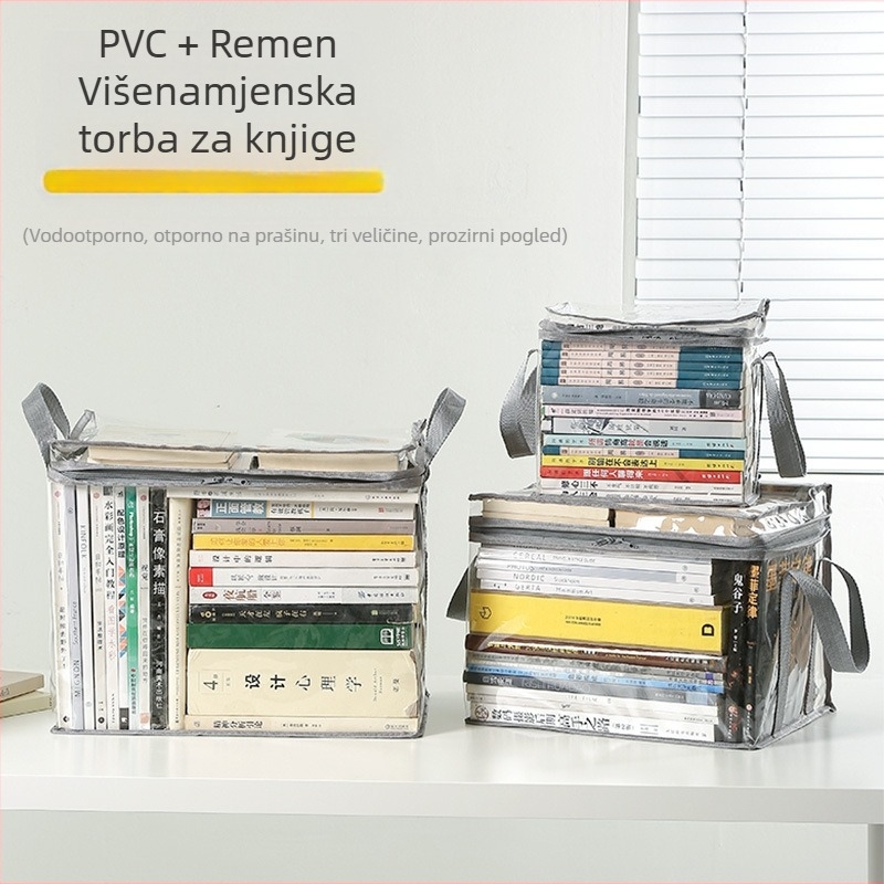 Kutija za knjige velike kapacitete, prozirna i vodootporna, s ručkom