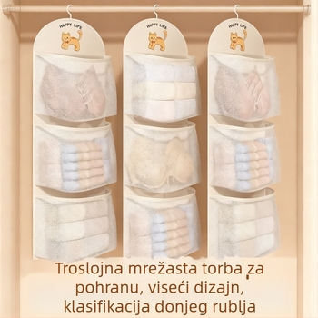 Višeslojni viseći organizator za čarape i donje rublje, mrežasta torba za vrata, japanskog stila