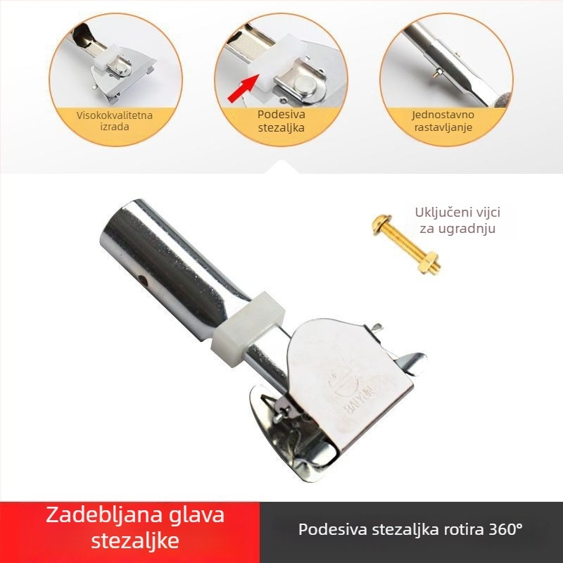 Pribor za mop: debela jednopolna šipka, rotirajući čeljust, željezni okvir, okvir za prašinu, držač za mop