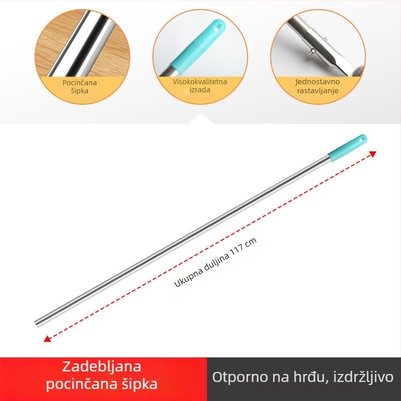 Pribor za mop: debela jednopolna šipka, rotirajući čeljust, željezni okvir, okvir za prašinu, držač za mop