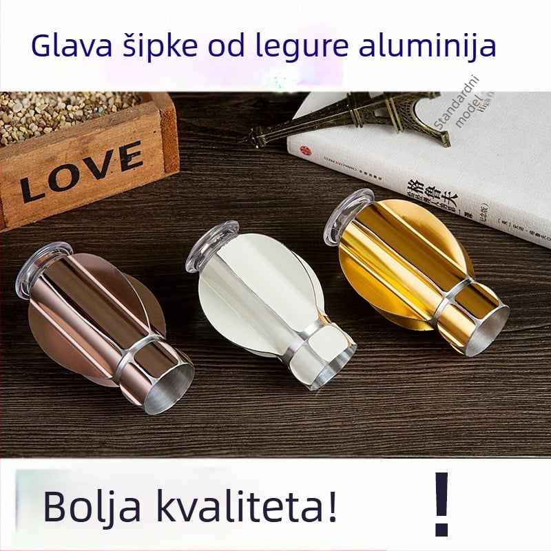 Držač za rimski štap zavjese, za jednoručne i dvostruke šine, bušena montaža, deblji i tih, za dnevni boravak i spavaću sobu.