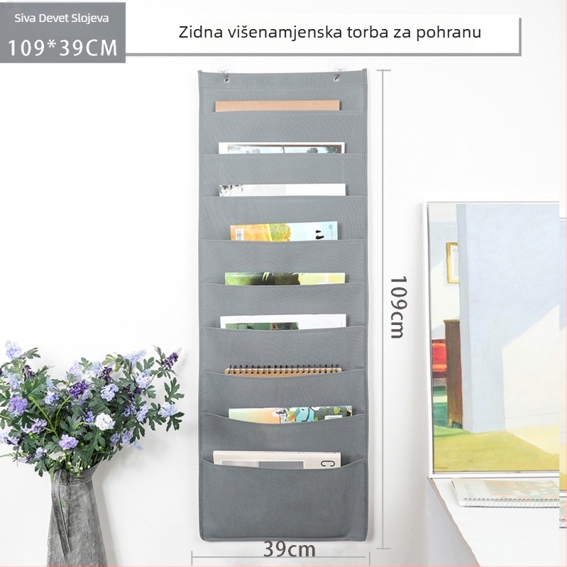 Vješena torba za pohranu knjiga i dokumenata, zidni organizator za časopise, od netkanog materijala