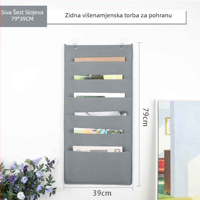 Vješena torba za pohranu knjiga i dokumenata, zidni organizator za časopise, od netkanog materijala