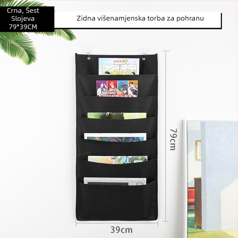 Vješena torba za pohranu knjiga i dokumenata, zidni organizator za časopise, od netkanog materijala