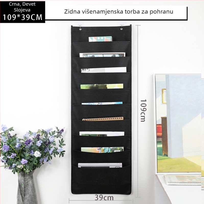 Vješena torba za pohranu knjiga i dokumenata, zidni organizator za časopise, od netkanog materijala