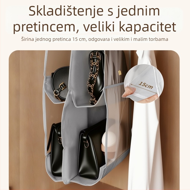 yerbaby Cylindrični visići organizator za torbe — od netkanog materijala, unutarnje skladištenje na vratima ili u ormaru, zaštita od prašine
