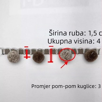 Čipkasti pompon za zavjese, ukras u francuskom stilu