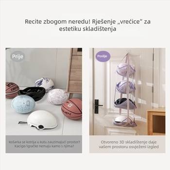 Viseća vrećica za pohranu lopti – organizator sportskog pribora za košarku i nogomet