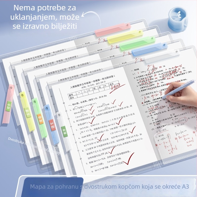 Kaba Bear Dvostruki klip, okretni držač za datoteke, prozirna torbica za dokumente