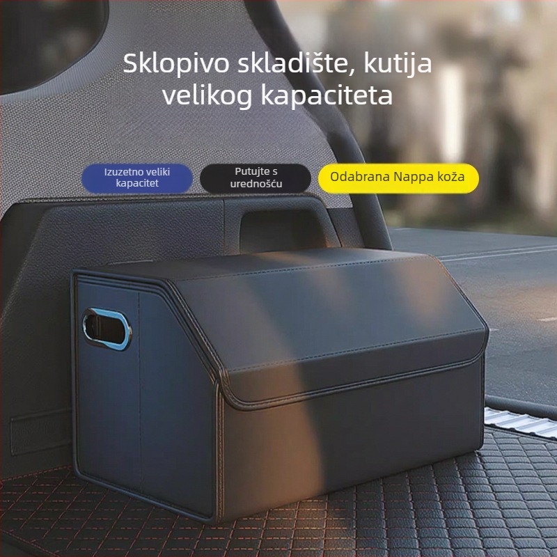 Sklopivi kožni organizator prtljažnika automobila, 40 L, vodootporan, s ručkom