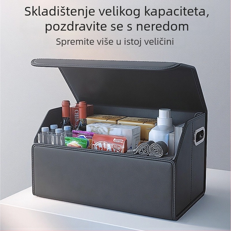 Sklopivi kožni organizator prtljažnika automobila, 40 L, vodootporan, s ručkom