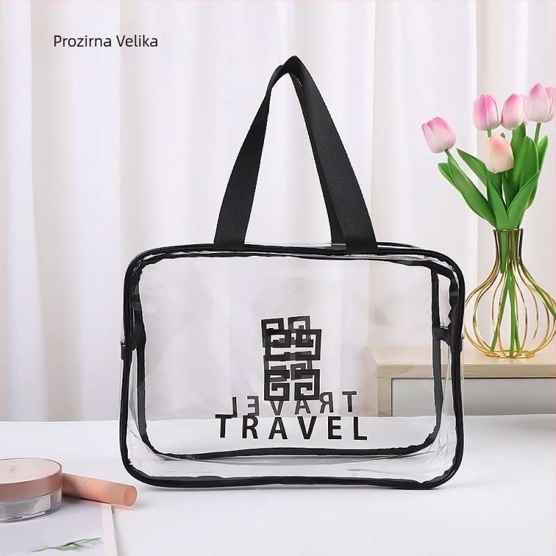 Kozmetička torba velikog kapaciteta, vodootporna PVC torba za šminku, putni organizator, prijenosno spremište za make-up, moderni minimalistički stil