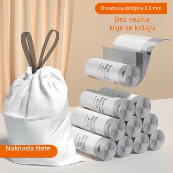 Crna kućna vrećica za otpad sa šnurlom, debela, velika, prijenosna plastična vrećica za ured