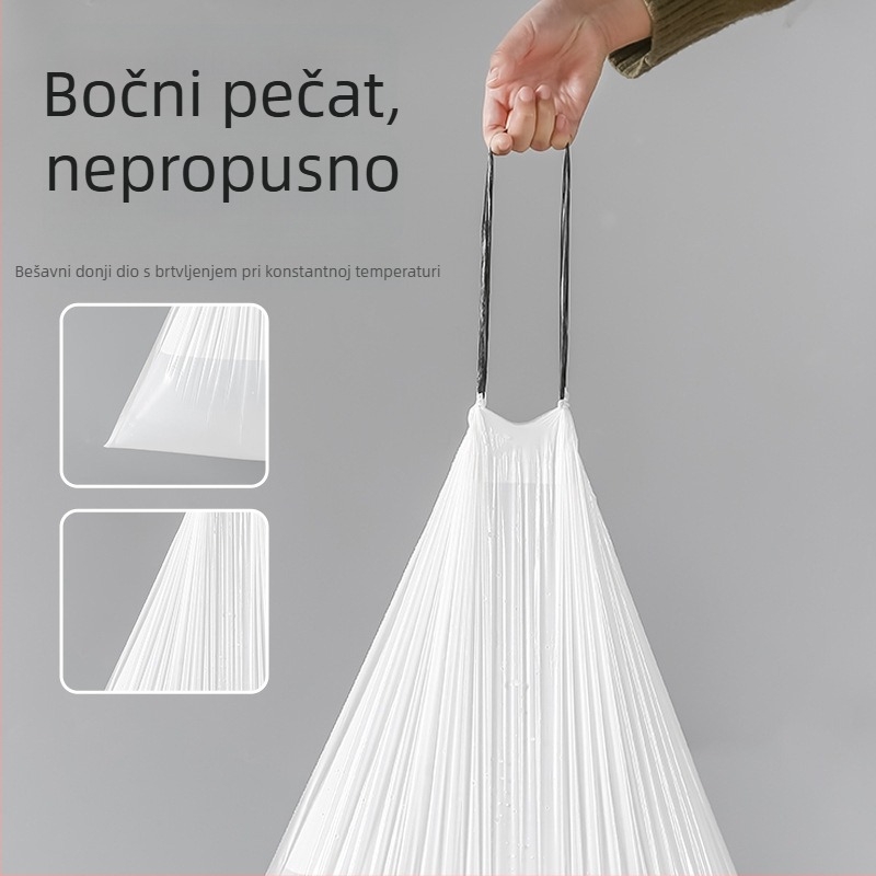 Crna kućna vrećica za otpad sa šnurlom, debela, velika, prijenosna plastična vrećica za ured