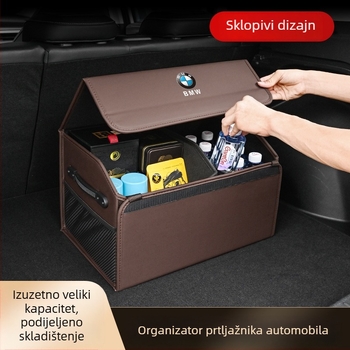 Kožna kutija za prtljažnik BMW – kompatibilna s 3. Serijom, 5. Serijom, 7. Serijom, X1, X3, X4, X5, X6 GT — sklopiva unutarnja kutija za pohranu, s držačem