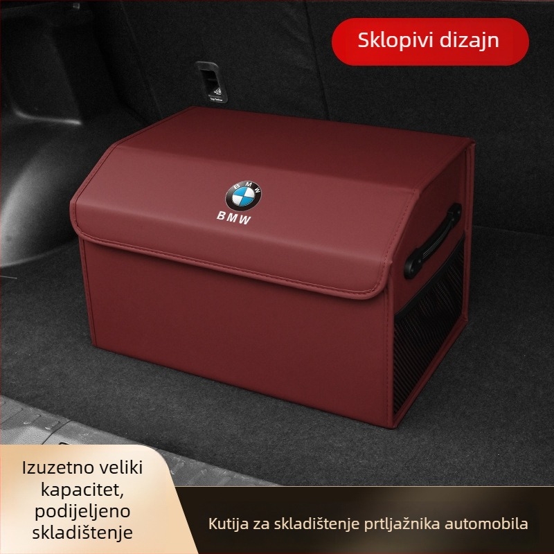 Kožna kutija za prtljažnik BMW – kompatibilna s 3. Serijom, 5. Serijom, 7. Serijom, X1, X3, X4, X5, X6 GT — sklopiva unutarnja kutija za pohranu, s držačem