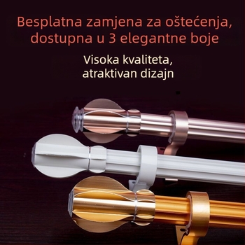 Aluminijska rimska šipka za zavjese od legure aluminija – komplet nosača tračnice, dvostruka šipka, podijeljena šipka