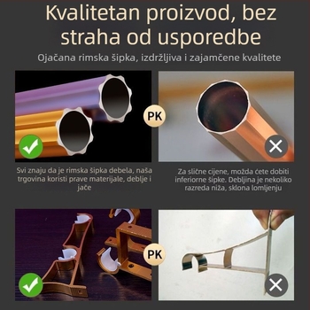 Aluminijska rimska šipka za zavjese od legure aluminija – komplet nosača tračnice, dvostruka šipka, podijeljena šipka