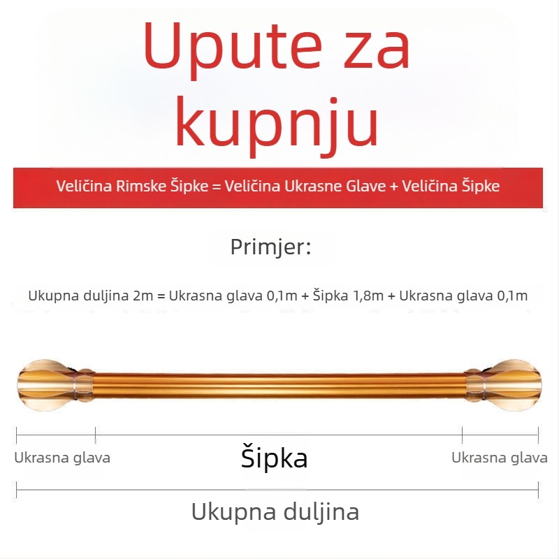 Aluminijska rimska šipka za zavjese od legure aluminija – komplet nosača tračnice, dvostruka šipka, podijeljena šipka
