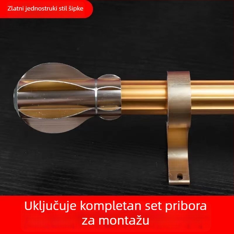 Aluminijska rimska šipka za zavjese od legure aluminija – komplet nosača tračnice, dvostruka šipka, podijeljena šipka