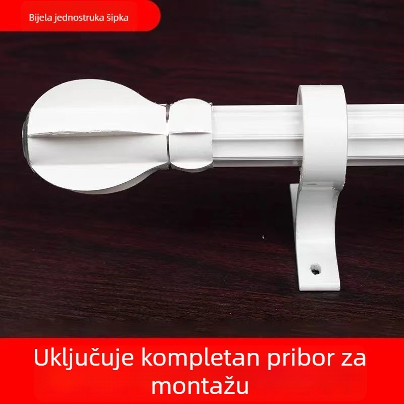 Aluminijska rimska šipka za zavjese od legure aluminija – komplet nosača tračnice, dvostruka šipka, podijeljena šipka