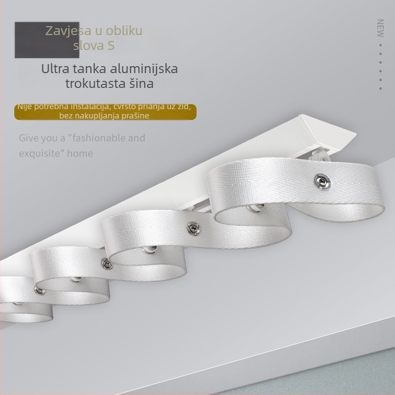 Luksuzna nevidljiva aluminijska tračnica za zavjese sa skrivenim montažom i valovito‑zmijskim profilom za visi zavjese
