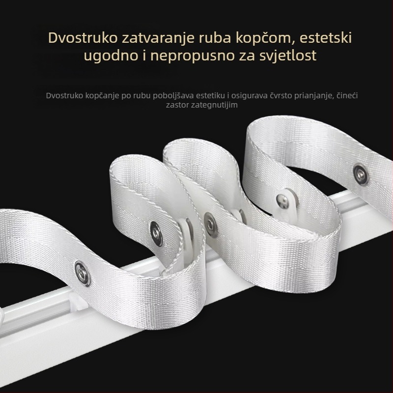Luksuzna nevidljiva aluminijska tračnica za zavjese sa skrivenim montažom i valovito‑zmijskim profilom za visi zavjese