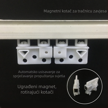 Pribor za električnu zavjesu: rotirajući magnetski kotačić s automatskim zatvaranjem, za univerzalnu šinu, kolotke i dodatne dijelove