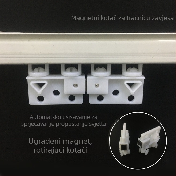 Pribor za električnu zavjesu: rotirajući magnetski kotačić s automatskim zatvaranjem, za univerzalnu šinu, kolotke i dodatne dijelove